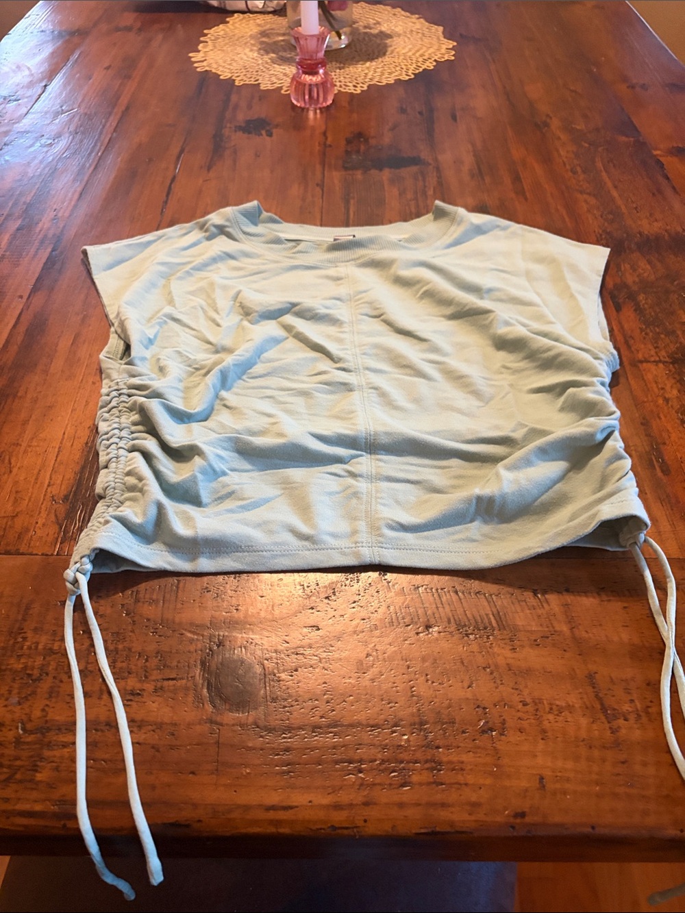 Joe Fresh Light Blue Cinch-Side Crop Top
